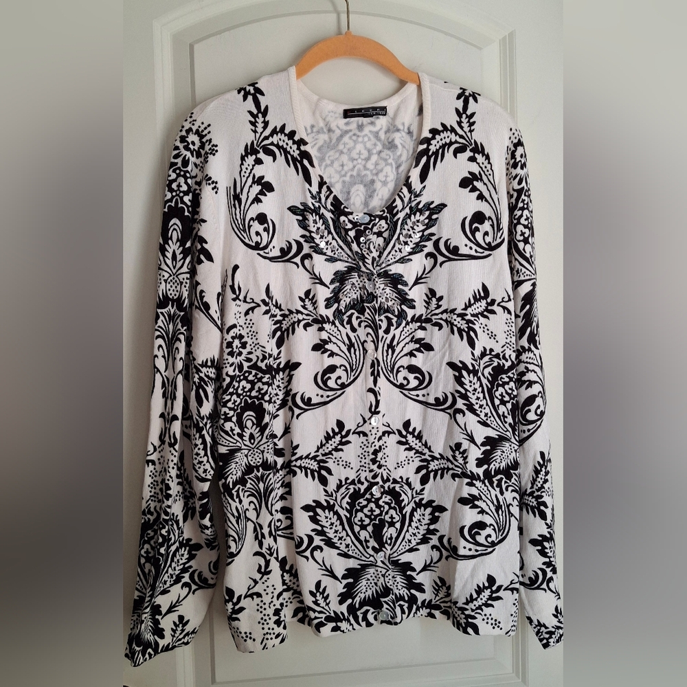 Pierri‎ new york beaded womens cardigan sweater sz 2x cozzy elegant luxury party